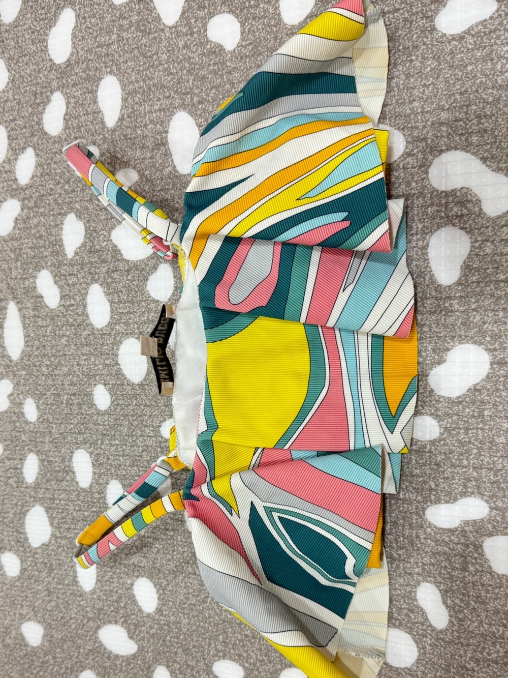 Emilio Pucci girls bikini top ruffle adjustable straps colorful swirl print teen